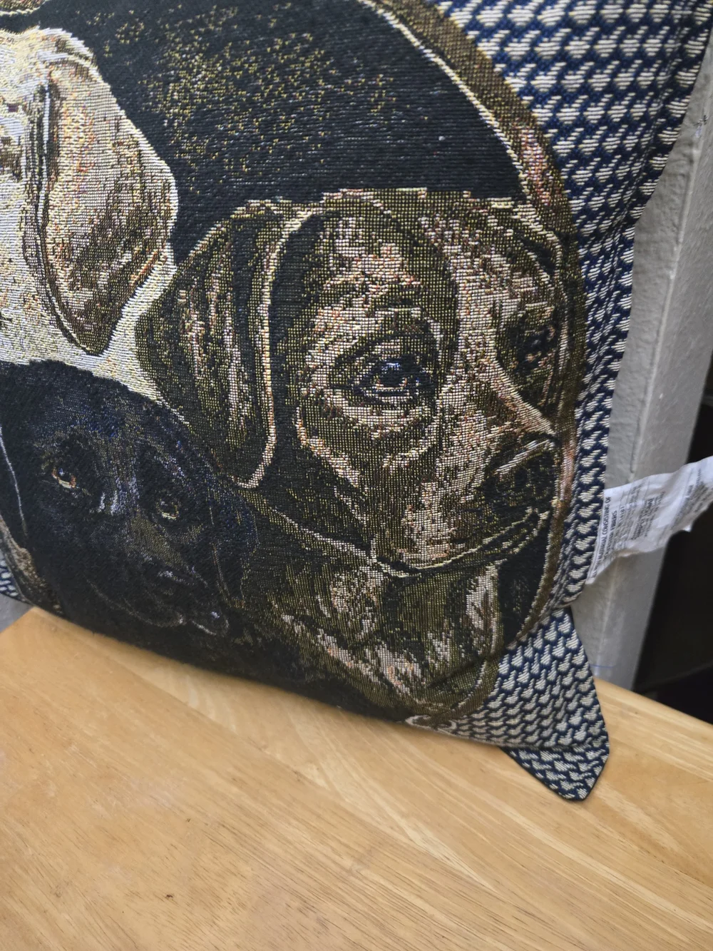 Dog Portrait Woven Throw Pillow in Neutral Tones